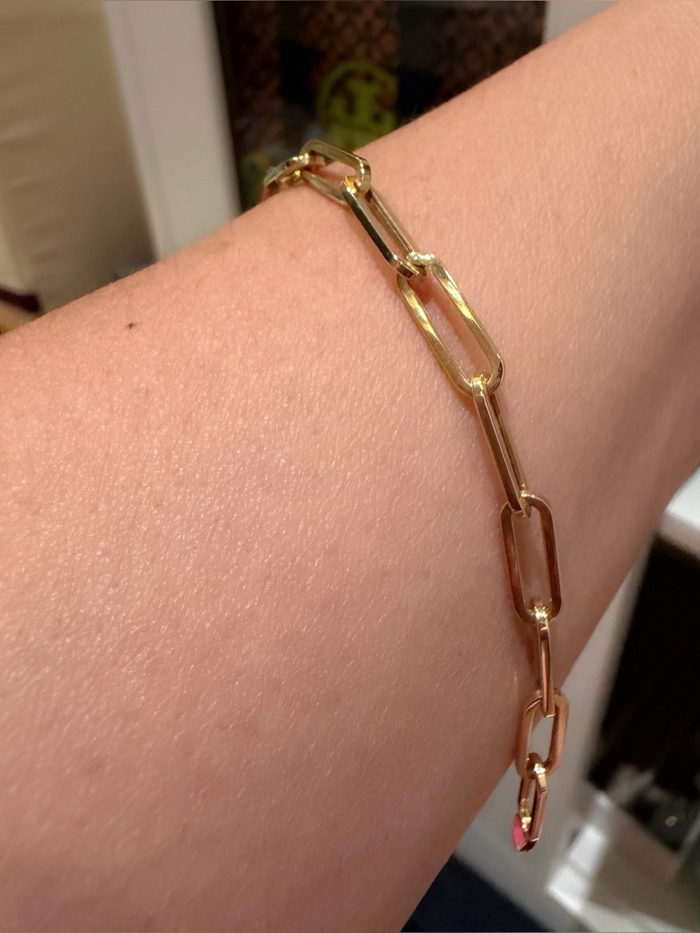 Real 14k Italian Yellow Gold Link Chain Bracelet - Women Jewelry Size 7" Unused